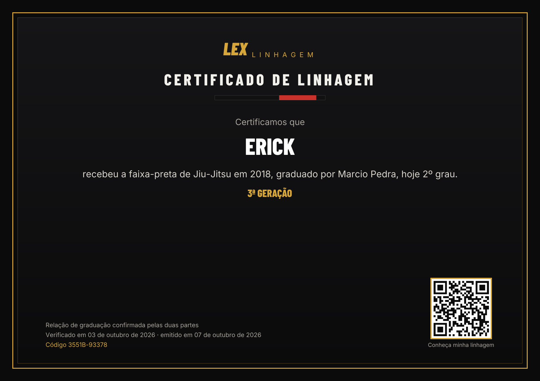 Certificado de linhagem de Erick